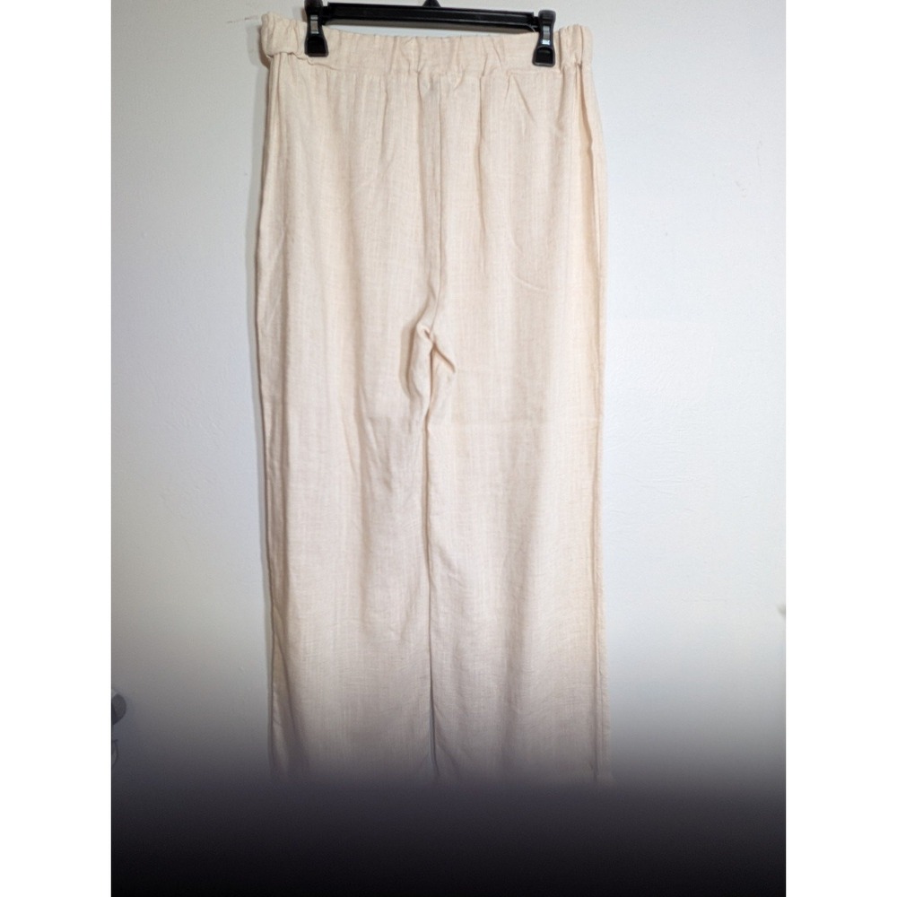 Women’s Cream Wide-Leg Linen-Blend Pants - Picture 5 of 6